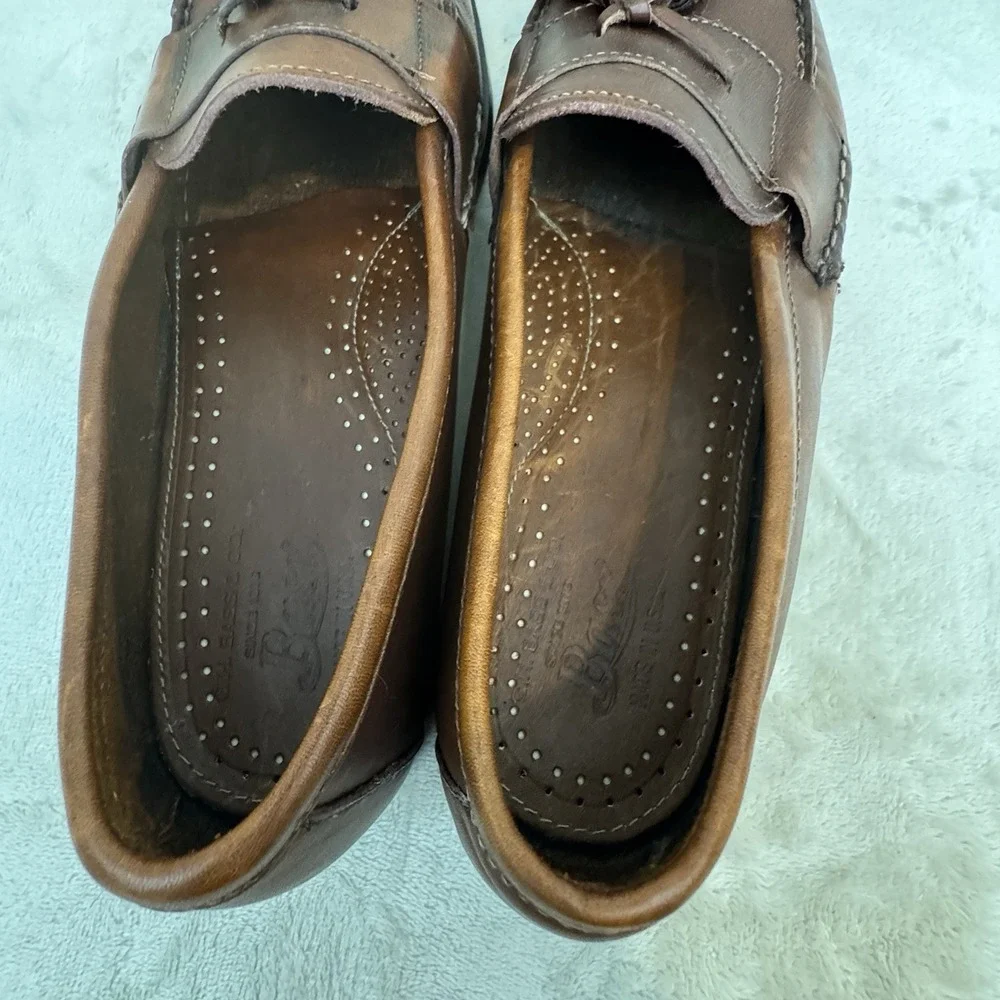G.H. Bass Brown Leather Tassel Loafers Moc Toe Slip On Men's US 9 D Made USA
